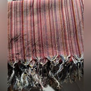 Shawl striped pattern| textured and oversized scarf, Burgundy